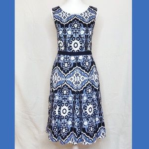 Talbots Blue Medallion A-Line Dress